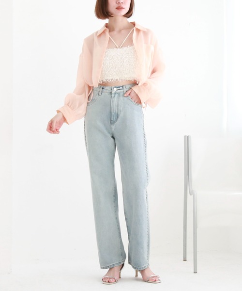 archives（アルシーヴ）の「クロップドドロストシアーシャツ（シャツ/ブラウス・レディース・オレンジ/アイボリー/ブラック/ブルーグレー・MEDIUM）」の10枚目の写真