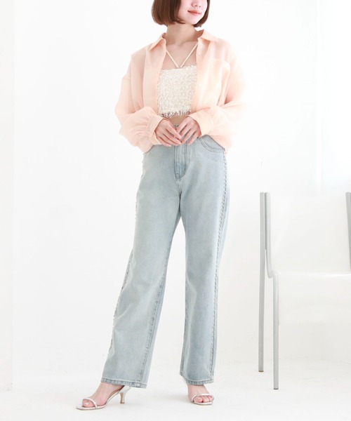 archives（アルシーヴ）の「クロップドドロストシアーシャツ（シャツ/ブラウス・レディース・オレンジ/アイボリー/ブラック/ブルーグレー・MEDIUM）」の11枚目の写真