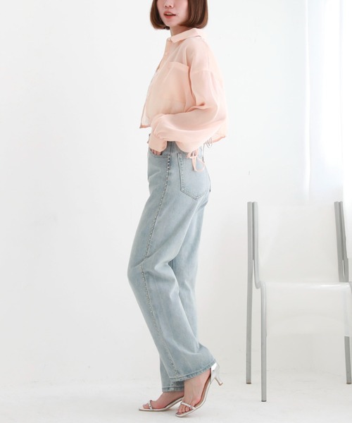 archives（アルシーヴ）の「クロップドドロストシアーシャツ（シャツ/ブラウス・レディース・オレンジ/アイボリー/ブラック/ブルーグレー・MEDIUM）」の12枚目の写真