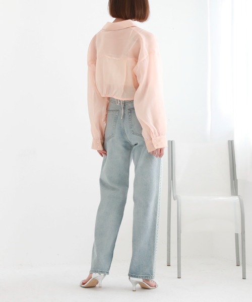 archives（アルシーヴ）の「クロップドドロストシアーシャツ（シャツ/ブラウス・レディース・オレンジ/アイボリー/ブラック/ブルーグレー・MEDIUM）」の5枚目の写真