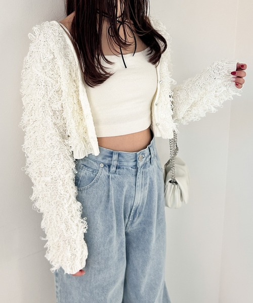 Heather（ヘザー）の「ループショートカーディガン　106260（カーディガン/ボレロ・レディース・グレー/アイボリー/ブラック・FREE）」の13枚目の写真