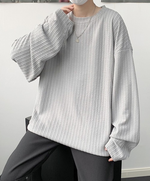 【セール】【FVLMEN】stripe emboss longsleeve tee/ストライプ エンボス ロングスリーブ T（Tシャツ/カットソー）｜FVLMEN（フルメン）