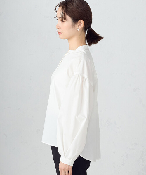 COMME CA ISM（コムサイズム）の「ボリュームスリーブ  バンドカラーシャツ（シャツ/ブラウス・レディース・サックスブルー/オフホワイト・MEDIUM/LARGE）」の12枚目の写真