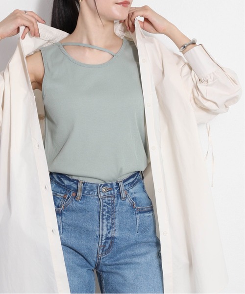 cepo（セポ）の「アシメストラップタンク（タンクトップ・レディース・ミント/ブラック×ホワイト/ブラック/ホワイト×ブラック/オフホワイト・M）」の20枚目の写真