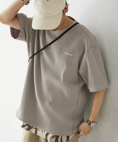 Snow Peak（スノーピーク）の「【SNOWPEAK / スノーピーク】別注 ドライワッフルTシャツ（Tシャツ/カットソー・メンズ・ブラック/ベージュ/グリーン・MEDIUM/LARGE）」の6枚目の写真