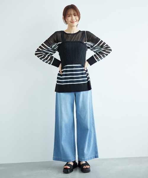 ROPE' PICNIC（ロペピクニック）の「シアーボーダーニット（ニット/セーター・レディース・ホワイト系その他5/ブラック系その他・38）」の3枚目の写真