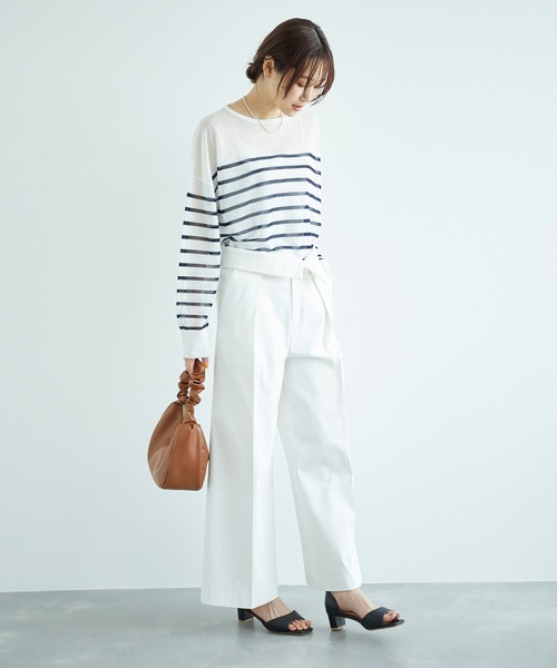 ROPE' PICNIC（ロペピクニック）の「シアーボーダーニット（ニット/セーター・レディース・ホワイト系その他5/ブラック系その他・38）」の8枚目の写真