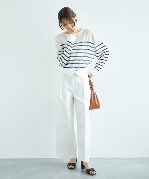 ROPE' PICNIC（ロペピクニック）の「シアーボーダーニット（ニット/セーター・レディース・ホワイト系その他5/ブラック系その他・38）」の9枚目の写真