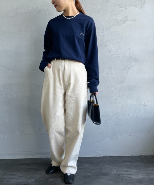 LACOSTE（ラコステ）の「[LACOSTE/ラコステ] ワンポイントロゴ ロングスリーブTシャツ（Tシャツ/カットソー・レディース・ブラック/ホワイト/アイボリー/ネイビー・2/3/4/5）」の17枚目の写真