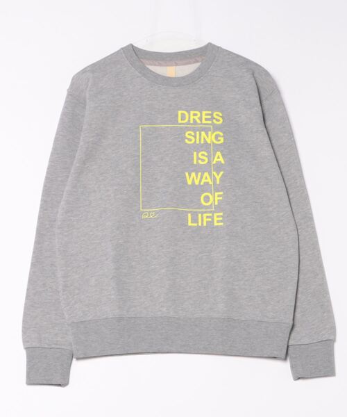 Q（キュー）の「スクエアロゴトレーナー（スウェット・レディース・オートミール/ライトグレー/ライトピンク・MEDIUM）」の5枚目の写真