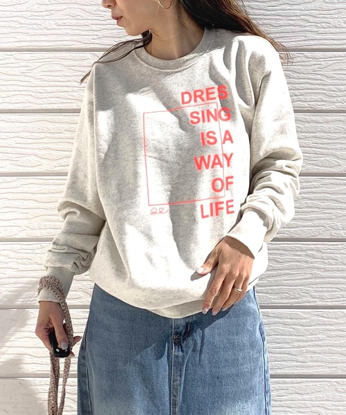 Q（キュー）の「スクエアロゴトレーナー（スウェット・レディース・オートミール/ライトグレー/ライトピンク・MEDIUM）」の17枚目の写真