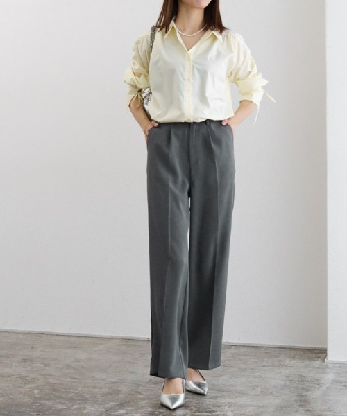 Pierrot(ピエロ)の「落ち感タックストレートパンツ(その他パンツ・レディース・ピンク系その他/チャコール/オフホワイト・M/L/PM)」の17枚目の写真