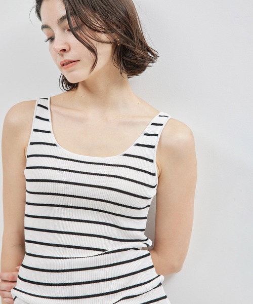 ROPE'（ロペ）の「【洗える】シルクプロテインニットタンクトップ【メディア掲載】（タンクトップ・レディース・ネイビー/オフホワイト/ホワイト系その他5/サックスブルー・FREE）」の3枚目の写真