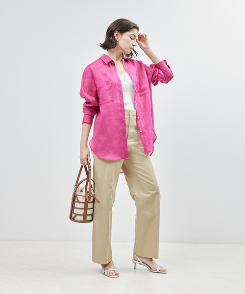 ROPE'（ロペ）の「【洗える】シルクプロテインニットタンクトップ【メディア掲載】（タンクトップ・レディース・ネイビー/オフホワイト/ホワイト系その他5/サックスブルー・FREE）」の6枚目の写真