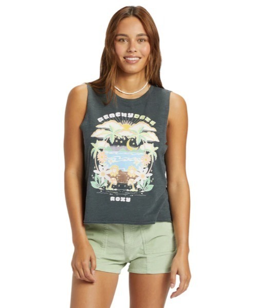 ROXY(ロキシー)の「BEACHY DAYS HLMT 2.0/ロキシーヴィンテージライクマッスルタンクトップ(Tシャツ/カットソー・レディース・ブラック/グレー・SMALL/MEDIUM/X-SMALL)」の3枚目の写真