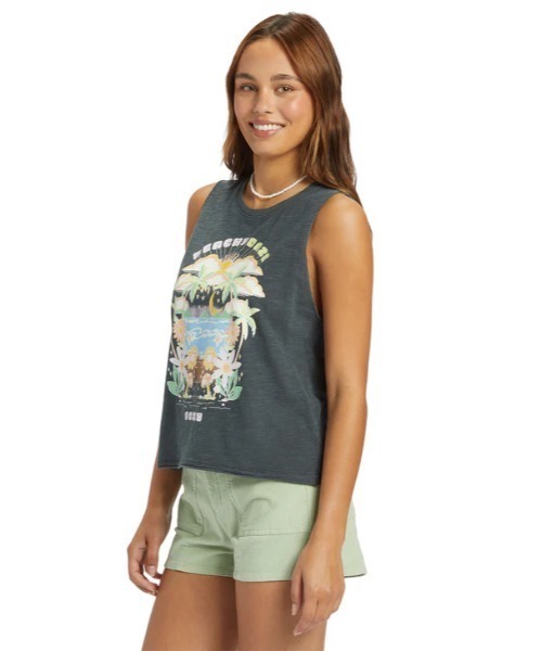 ROXY(ロキシー)の「BEACHY DAYS HLMT 2.0/ロキシーヴィンテージライクマッスルタンクトップ(Tシャツ/カットソー・レディース・ブラック/グレー・SMALL/MEDIUM/X-SMALL)」の5枚目の写真
