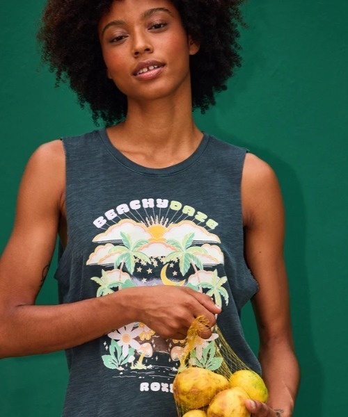 ROXY(ロキシー)の「BEACHY DAYS HLMT 2.0/ロキシーヴィンテージライクマッスルタンクトップ(Tシャツ/カットソー・レディース・ブラック/グレー・SMALL/MEDIUM/X-SMALL)」の8枚目の写真