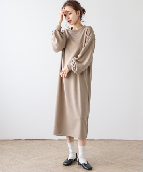 La-gemme（ラジェム）の「前後2WAYスウェットワンピース（ワンピース・レディース・ブラウン/ブラック/チャコール/杢グレー・フリー）」の4枚目の写真