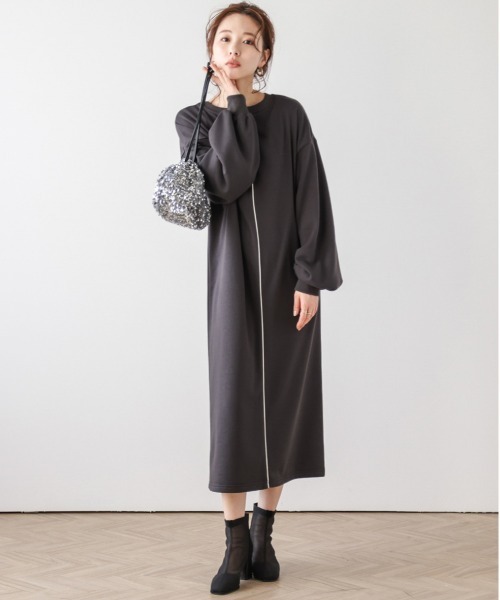 La-gemme（ラジェム）の「前後2WAYスウェットワンピース（ワンピース・レディース・ブラウン/ブラック/チャコール/杢グレー・フリー）」の3枚目の写真