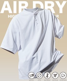 FREAK'S STORE | FREAK’S STORE/フリークスストア AIRDRY 高機能素材 7.7オンス ビックシルエット ヘンリーネック ポケットTシャツ/エアドライ ポリエステル Tシャツ/吸水速乾/遮熱性/UVカット(Tシャツ/カットソー)