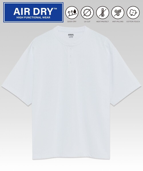 FREAK'S STORE（フリークスストア）の「【旧品番の為展開NG】FREAK’S STORE/フリークスストア AIRDRY 7.7オンス ビックシルエット ヘンリーネック Tシャツ/エアドライ/吸水速乾（Tシャツ/カットソー・メンズ・ホワイト/ブラック/グレイッシュベージュ/チャコール・SMALL/MEDIUM/LARGE）」の5枚目の写真