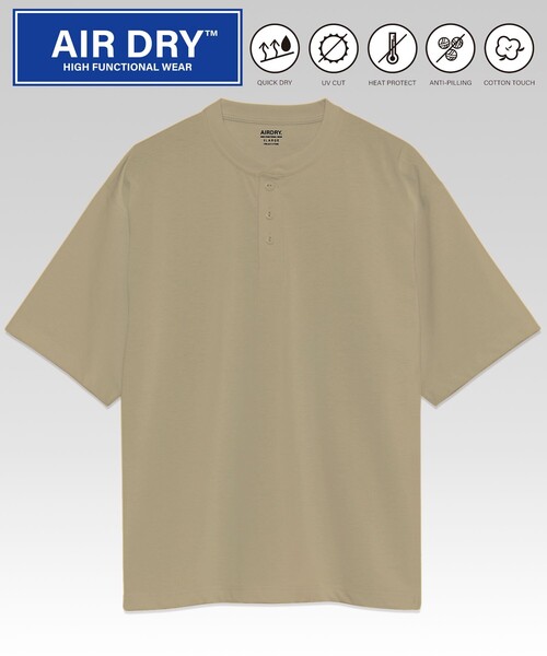 FREAK'S STORE（フリークスストア）の「【旧品番の為展開NG】FREAK’S STORE/フリークスストア AIRDRY 7.7オンス ビックシルエット ヘンリーネック Tシャツ/エアドライ/吸水速乾（Tシャツ/カットソー・メンズ・ホワイト/ブラック/グレイッシュベージュ/チャコール・SMALL/MEDIUM/LARGE）」の9枚目の写真