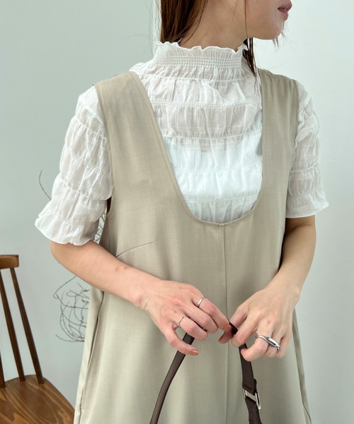 y/m(イム)の「コットンシャーリングトップス(Tシャツ/カットソー・レディース・ブラック/オフホワイト/オレンジ・FREE)」の2枚目の写真