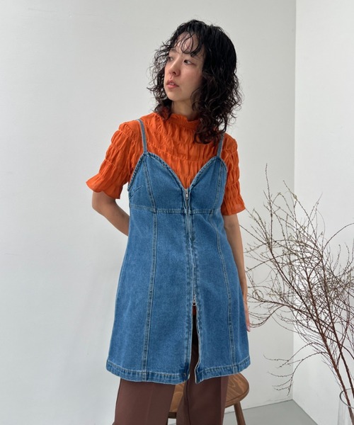 y/m(イム)の「コットンシャーリングトップス(Tシャツ/カットソー・レディース・ブラック/オフホワイト/オレンジ・FREE)」の7枚目の写真
