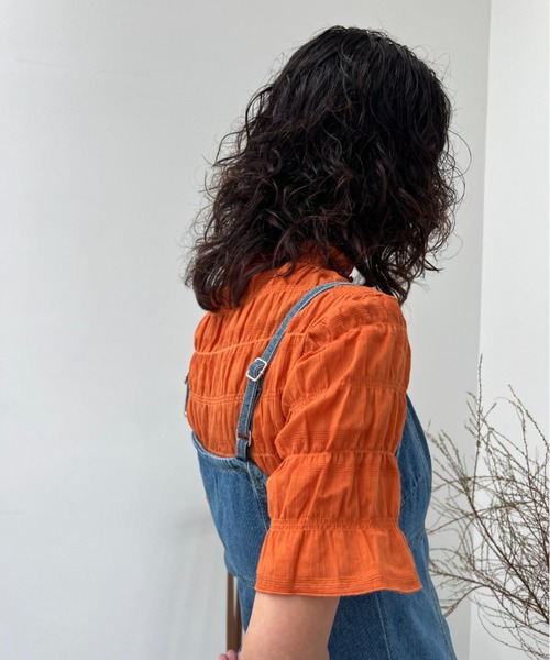 y/m(イム)の「コットンシャーリングトップス(Tシャツ/カットソー・レディース・ブラック/オフホワイト/オレンジ・FREE)」の6枚目の写真