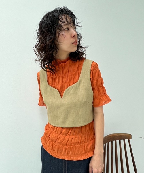 y/m(イム)の「コットンシャーリングトップス(Tシャツ/カットソー・レディース・ブラック/オフホワイト/オレンジ・FREE)」の13枚目の写真