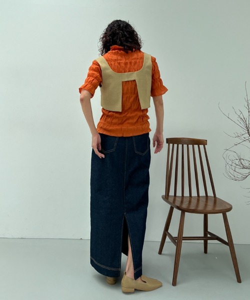 y/m(イム)の「コットンシャーリングトップス(Tシャツ/カットソー・レディース・ブラック/オフホワイト/オレンジ・FREE)」の16枚目の写真