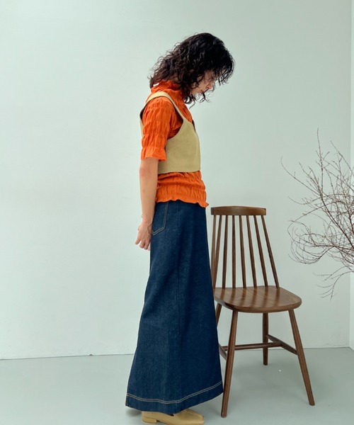 y/m(イム)の「コットンシャーリングトップス(Tシャツ/カットソー・レディース・ブラック/オフホワイト/オレンジ・FREE)」の17枚目の写真
