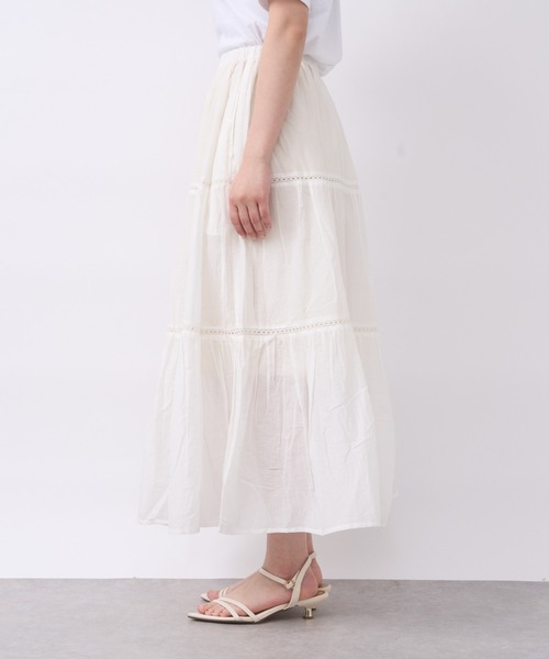 un dix cors（アンディコール）の「コットンボイルレースティアードスカート（スカート・レディース・オフホワイト/ブラック・FREE）」の13枚目の写真