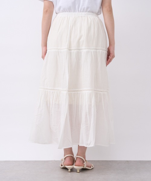 un dix cors（アンディコール）の「コットンボイルレースティアードスカート（スカート・レディース・オフホワイト/ブラック・FREE）」の14枚目の写真