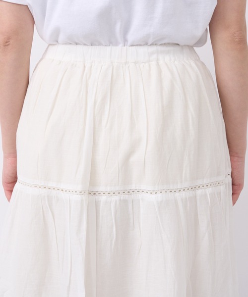 un dix cors（アンディコール）の「コットンボイルレースティアードスカート（スカート・レディース・オフホワイト/ブラック・FREE）」の15枚目の写真