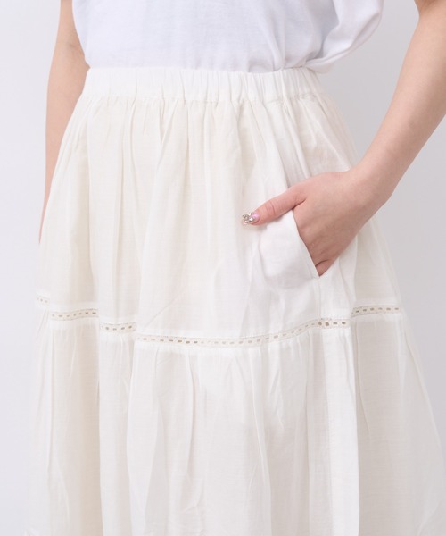 un dix cors（アンディコール）の「コットンボイルレースティアードスカート（スカート・レディース・オフホワイト/ブラック・FREE）」の17枚目の写真