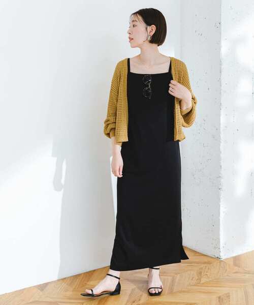 F by ROSSO（エフバイロッソ）の「F by ROSSO　カップ付スクエアネックキャミワンピース（ワンピース・レディース・ブラック/ブラウン・36/38）」の12枚目の写真