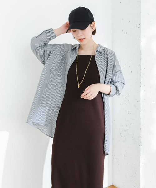 F by ROSSO（エフバイロッソ）の「F by ROSSO　カップ付スクエアネックキャミワンピース（ワンピース・レディース・ブラック/ブラウン・36/38）」の15枚目の写真