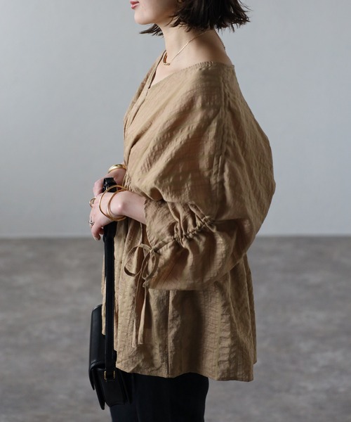 セール】ドロストシャーリングスリーブチュニック（シャツ