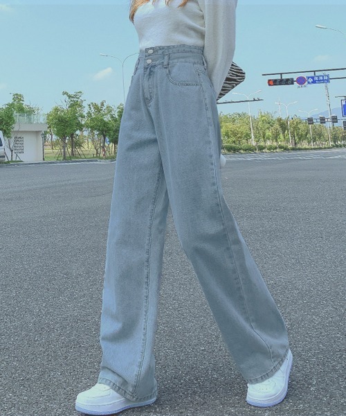 Miniministore(ミニミニストア)の「ストレートデニムパンツ ハイウエスト(デニムパンツ・レディース・サックスブルー・M/S/L)」の2枚目の写真