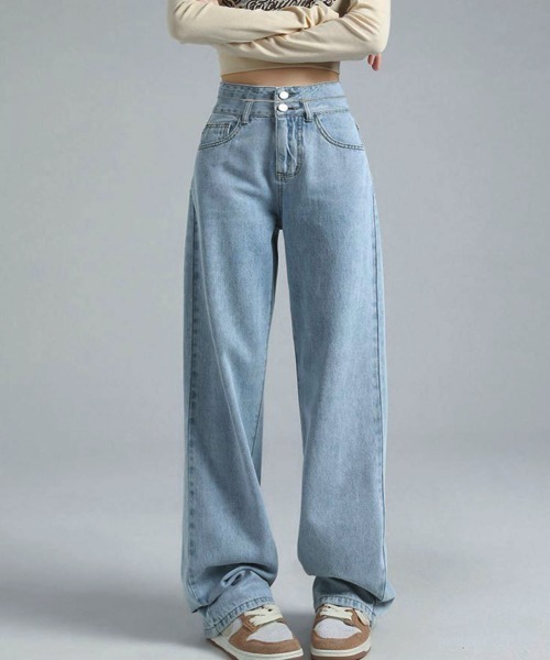 Miniministore(ミニミニストア)の「ストレートデニムパンツ ハイウエスト(デニムパンツ・レディース・サックスブルー・M/S/L)」の3枚目の写真