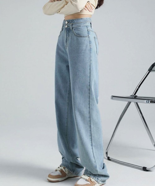 Miniministore(ミニミニストア)の「ストレートデニムパンツ ハイウエスト(デニムパンツ・レディース・サックスブルー・M/S/L)」の4枚目の写真