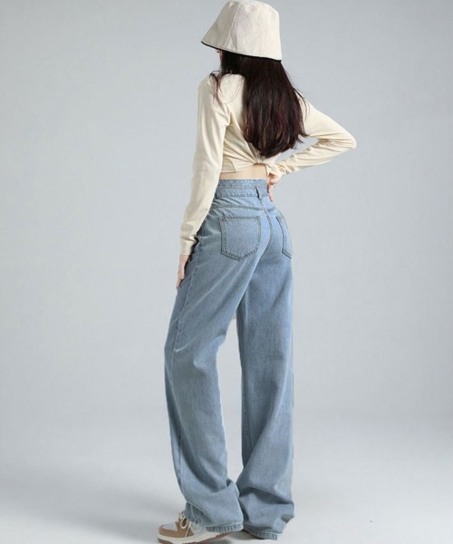 Miniministore(ミニミニストア)の「ストレートデニムパンツ ハイウエスト(デニムパンツ・レディース・サックスブルー・M/S/L)」の6枚目の写真