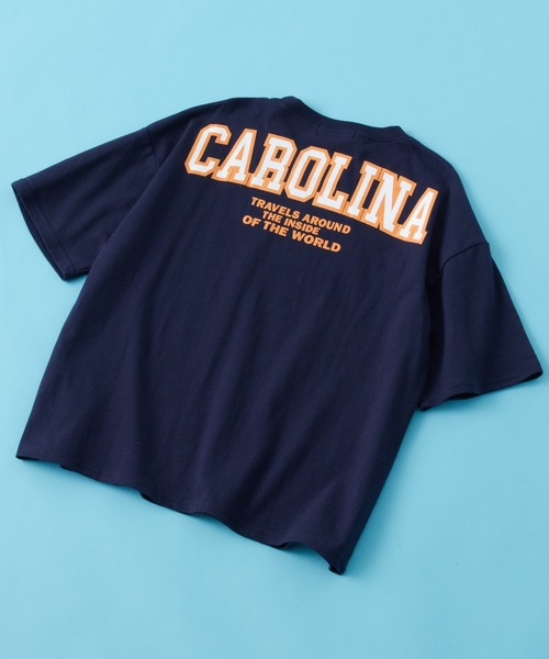 SHISKY（シスキー）の「SHISKY / シスキー カレッジロゴ フロント/バックプリント オーバーサイズ 半袖Tシャツ キッズ（Tシャツ/カットソー・キッズ・ネイビー/ベージュ系/グリーン系/ホワイト系1/ホワイト系2/グレー系/グレー系2/オフホワイト/サックスブルー/オレンジ/ミント/杢グレー/チャコール/ホワイト系/ダークグリーン/ベージュ・140/130/120/160/150/110）」の14枚目の写真