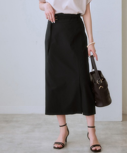 7days Life Styling（セブンデイズライフスタイリング）の「ストレッチベルト付きナロースカート（接触冷感）（スカート・レディース・グレー/ブラック/ベージュ・S/M/L/LL）」の2枚目の写真