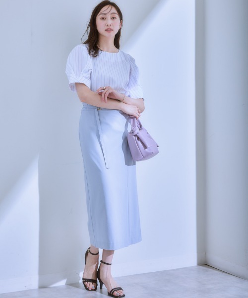 7days Life Styling（セブンデイズライフスタイリング）の「ストレッチベルト付きナロースカート（接触冷感）（スカート・レディース・グレー/ブラック/ベージュ・S/M/L/LL）」の19枚目の写真