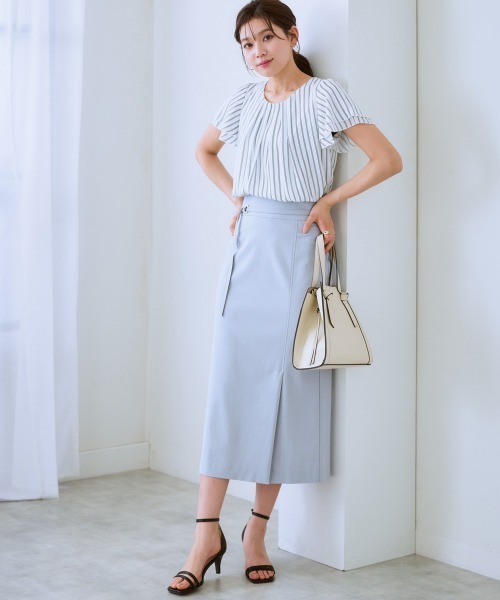 7days Life Styling（セブンデイズライフスタイリング）の「ストレッチベルト付きナロースカート（接触冷感）（スカート・レディース・グレー/ブラック/ベージュ・S/M/L/LL）」の17枚目の写真