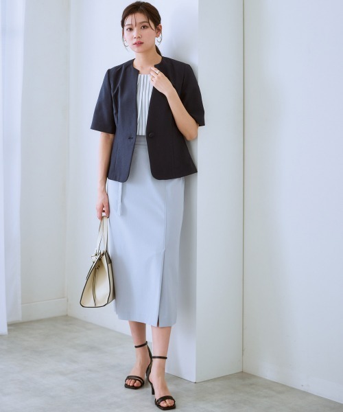 7days Life Styling（セブンデイズライフスタイリング）の「ストレッチベルト付きナロースカート（接触冷感）（スカート・レディース・グレー/ブラック/ベージュ・S/M/L/LL）」の18枚目の写真