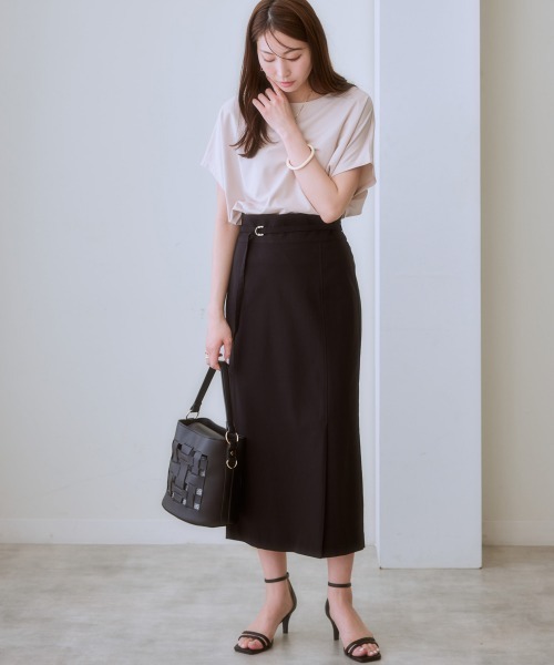 7days Life Styling（セブンデイズライフスタイリング）の「ストレッチベルト付きナロースカート（接触冷感）（スカート・レディース・グレー/ブラック/ベージュ・S/M/L/LL）」の10枚目の写真