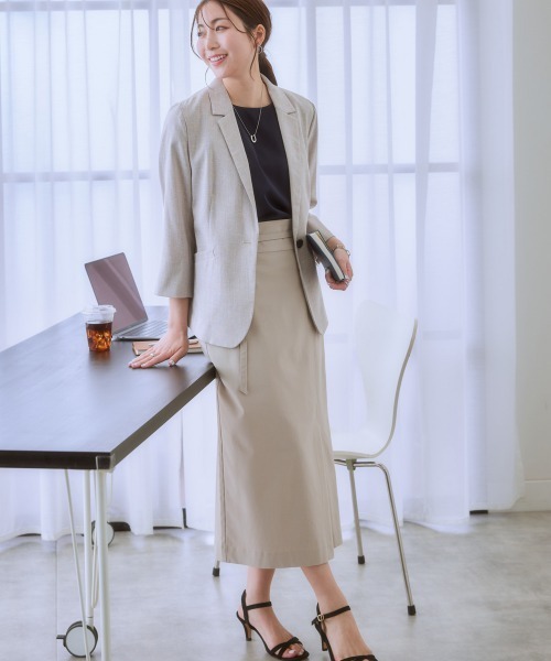 7days Life Styling（セブンデイズライフスタイリング）の「ストレッチベルト付きナロースカート（接触冷感）（スカート・レディース・グレー/ブラック/ベージュ・S/M/L/LL）」の7枚目の写真